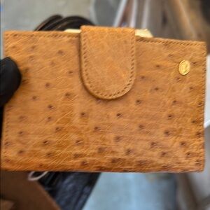Elegant Tan Genuine Ostrich Leather Women's Wallet